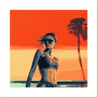 beach life, summer day summer night, artistic design v6 Posters and Art